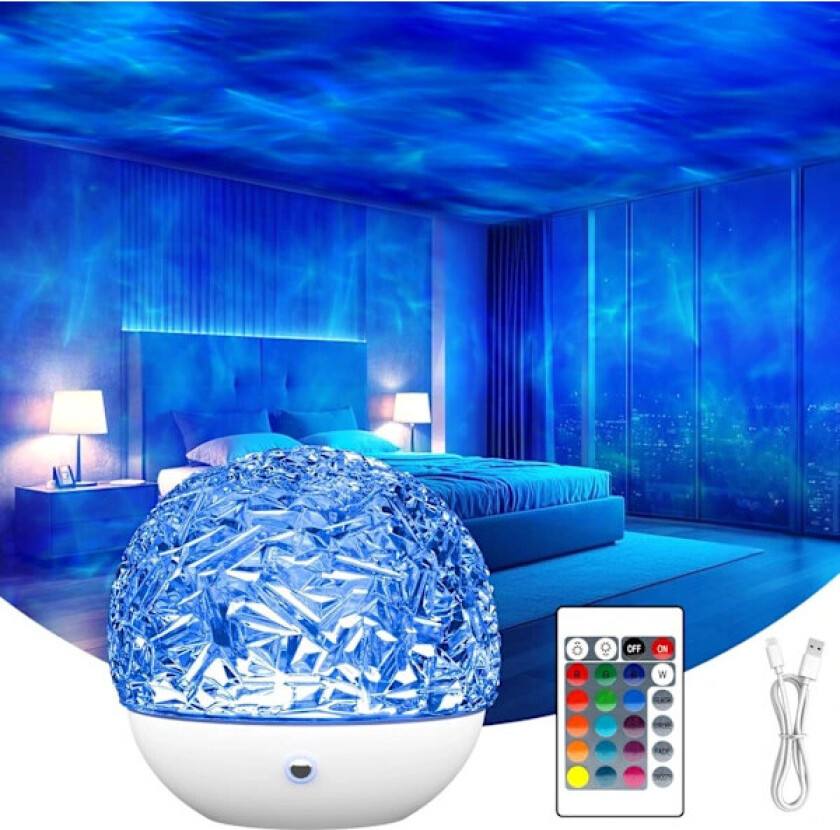 Galaxy Projektor Stjerneprojektor, 16 Farger Havbølgeprojektorer, Nattlampe Projektor for Soverom/Fest/Spillerom