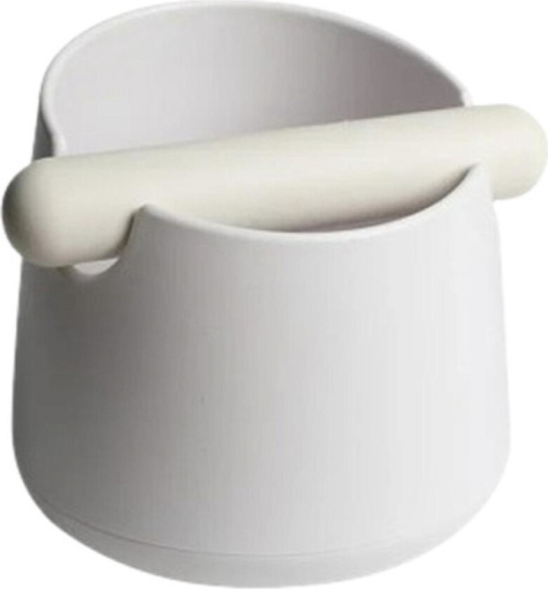 Kaffe Knock Box med Gummiknockstang Stor Espresso Kaffesumpbeholder Sklisikker Avfallskurv for Kaffesump (Hvit)