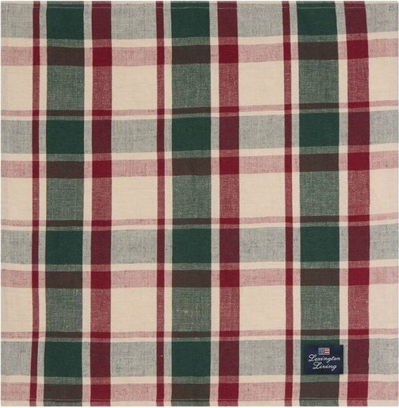 Serviett lin/bomull 50x50 cm rutete grønn/rød/beige