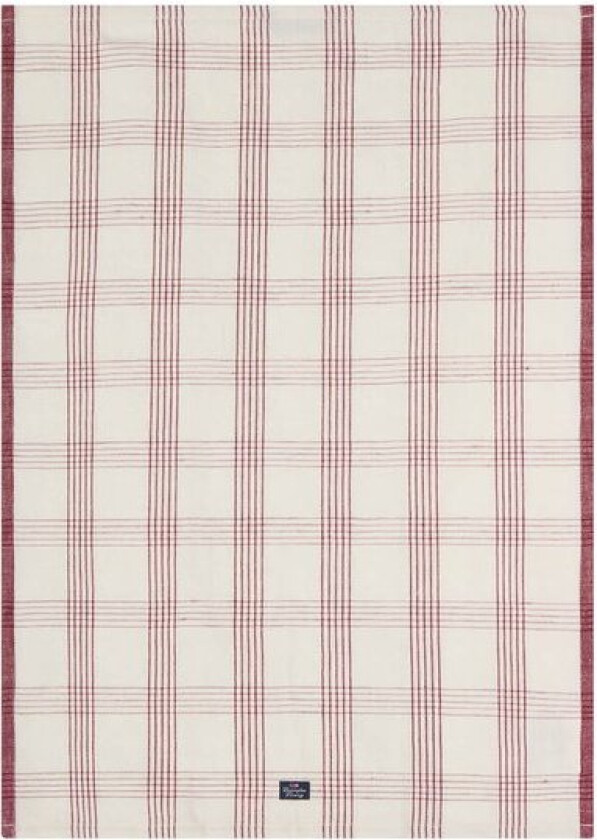 Kjøkkenhåndkle lin/bomull 50x70 cm rutete hvit/rød