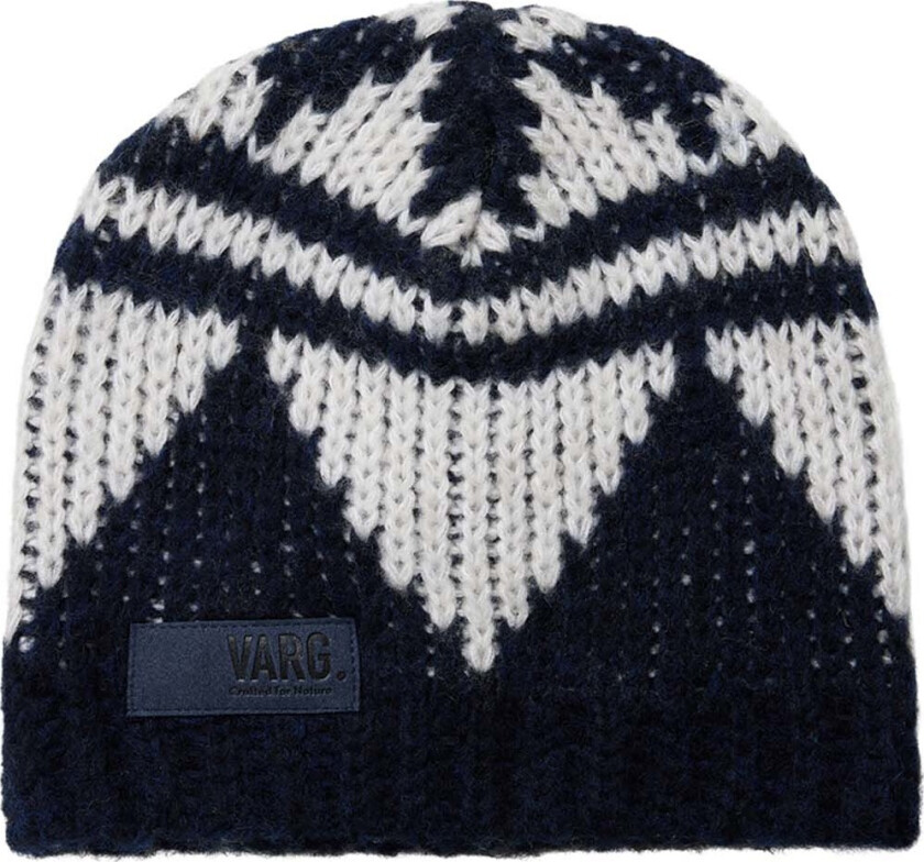 Unisex Bräcke Knitted Beanie Dark Blue With Off White
