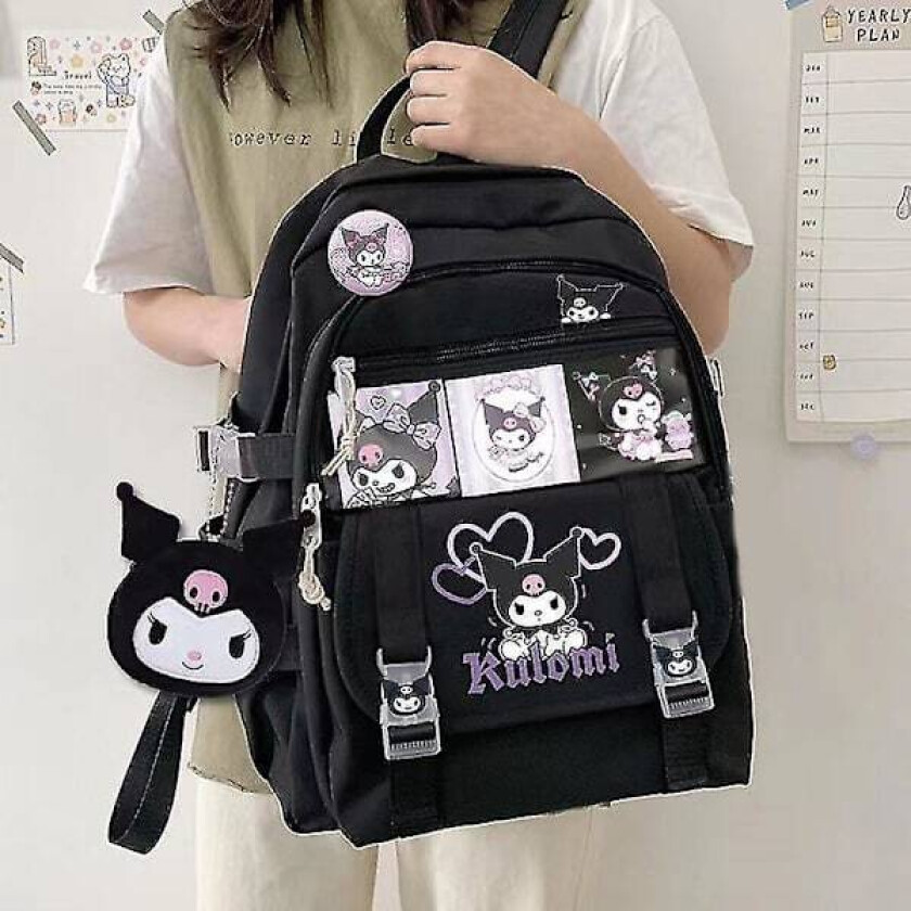 Ny Sanrio Kuromi Ryggsekk Skulderveske Pompompurin My Melody Studenter Skolesekk Stor Kapasitet Tegneserie Søt Skolesekk type2 41cm x 31cm x 13cm!