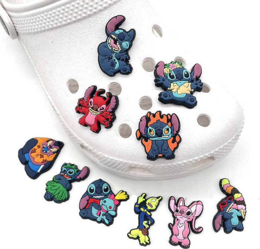 22 stk. Søte Stitch Angel Tegneserie Sko Charms for Croc Tresko Sko Dekorasjon Sandaler Tilbehør Barn Gutter Jenter Festgaver