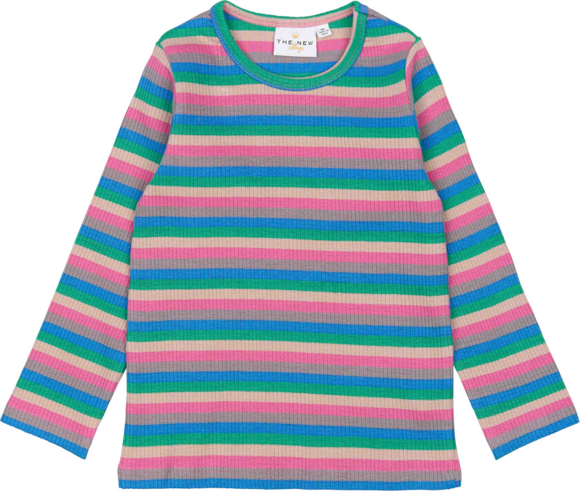 Bilde av GOTS Polly Ribbet T-skjorte Med Lange Ermer Multi Striped Multi Striped 92 cm Rosa 92 cm kvinne