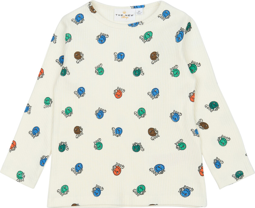 GOTS Palmer Ribbet T-skjorte Med Lange Ermer Cloud Dancer Cloud Dancer 104 cm Hvit 104 cm mann