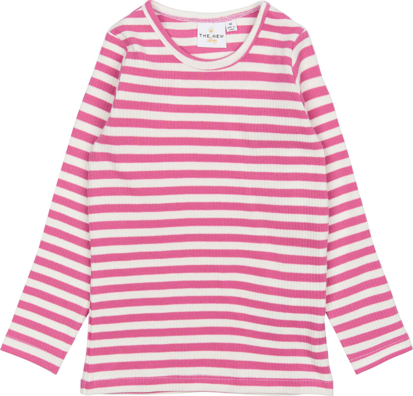 GOTS Fro Ribbet T-skjorte Med Lange Ermer Ibis Rose Striped Ibis Rose Striped 92 cm Rosa 92 cm unisex