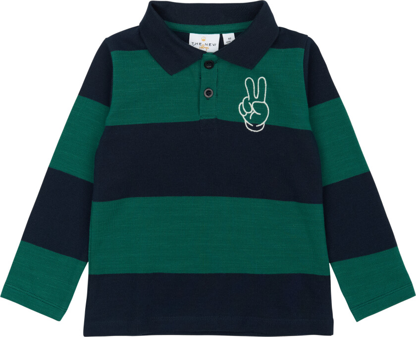 GOTS Pinon Piké-polo Med Lange Ermer Navy Blazer Striped Navy Blazer Striped 98 cm Marineblå 98 cm mann