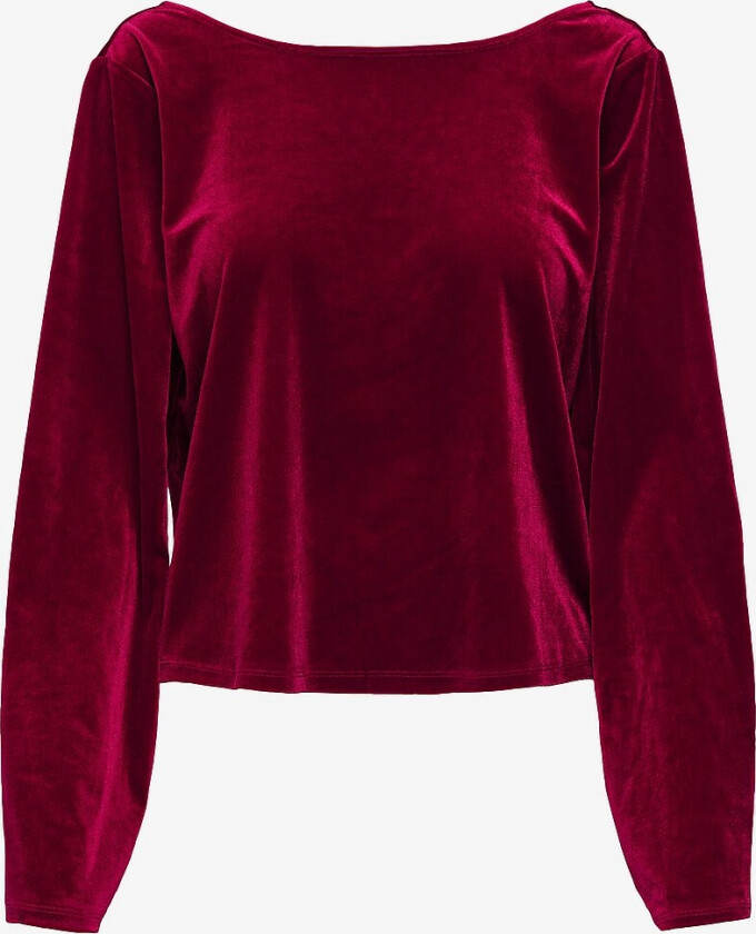 Topp jdyVictory L/s Velvet Bow - Rød