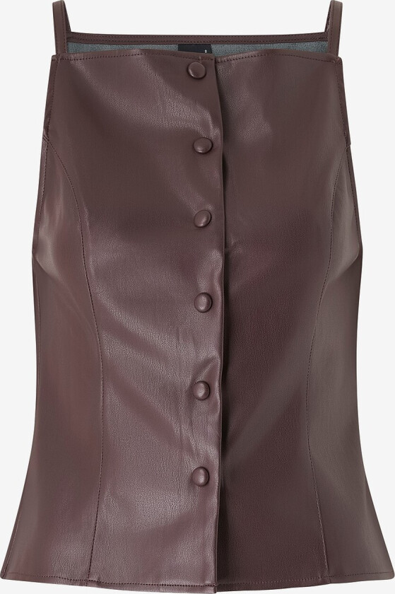 Topp Buttoned PU - Rød