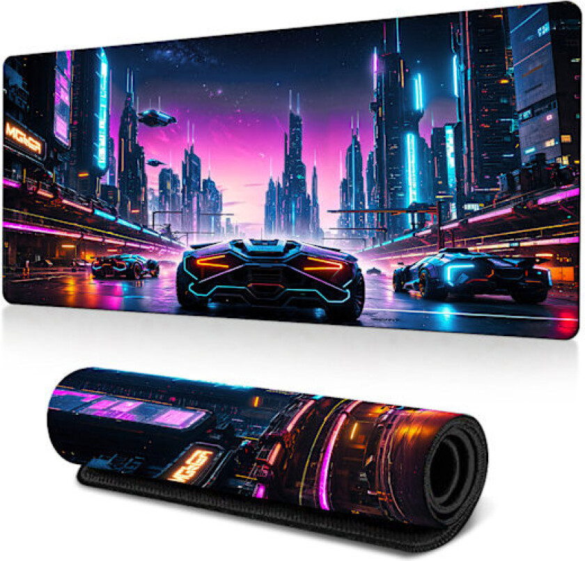 Gaming Musematte 70x30 cm - Sklisikker Gummibase med Sydde Kanter for Tastatur og Mus, PC Racing Tema