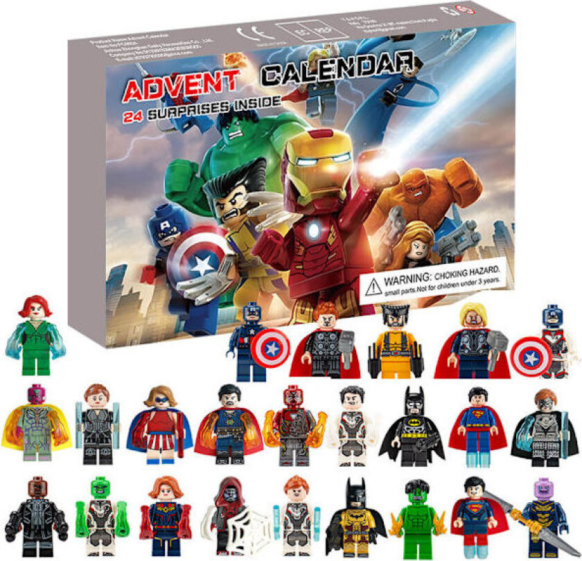 QQ-25-26 Julekalender med overraskelser, 24 luker, nedtelling, 24-dagers digital nedtellingsleke, barnegave, racing adventskalender