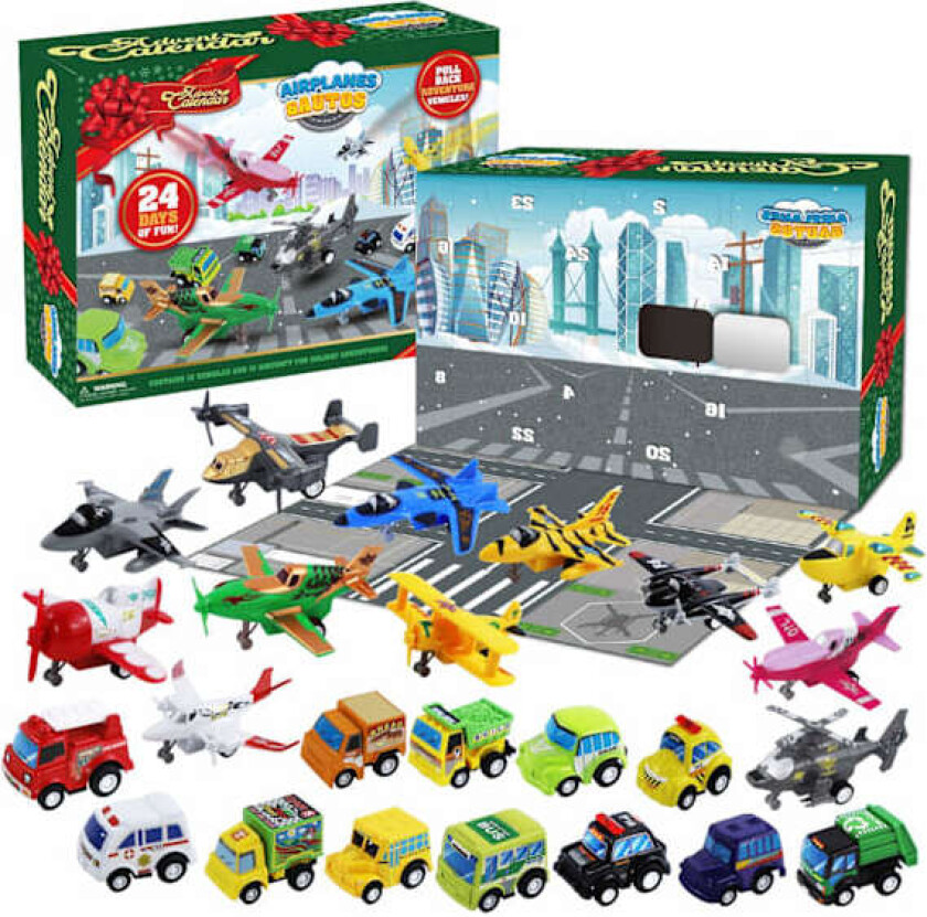 Adventskalender Leker for Barn, Biler & Fly / 24 stk (Biler + Fly) Julekalender 150
