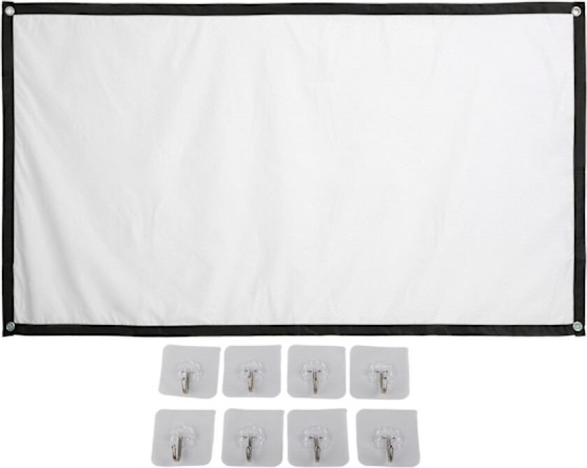 Projektorduk 100 tommer HD rynkefri sammenleggbar bærbar projeksjonsduk med krok for hjemmekontor