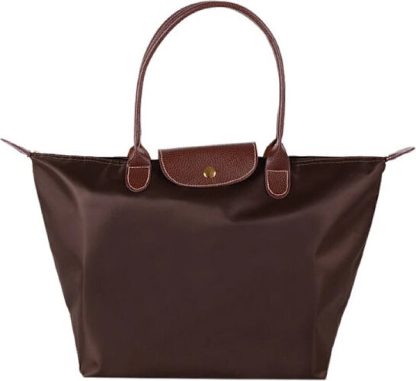 Vanntett Nylon Dumpling Håndveske Dame Tote Bag Stor Kapasitet Dameveske for Reise Sammenleggbar Casual Skulderveske Kaffe