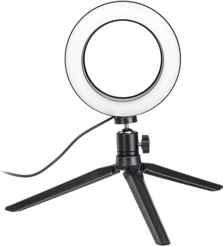 Selfie-lampe / Ring Light (20 cm) og Stativ