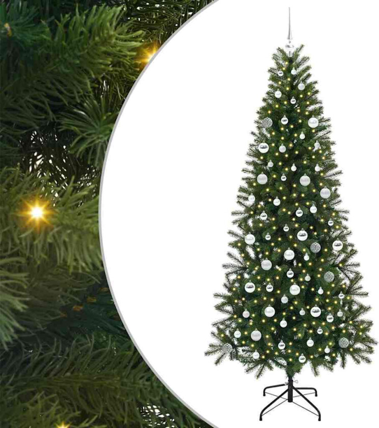 Kunstig juletre med 300 LED med stativ grønn 210 cm PE og PVC