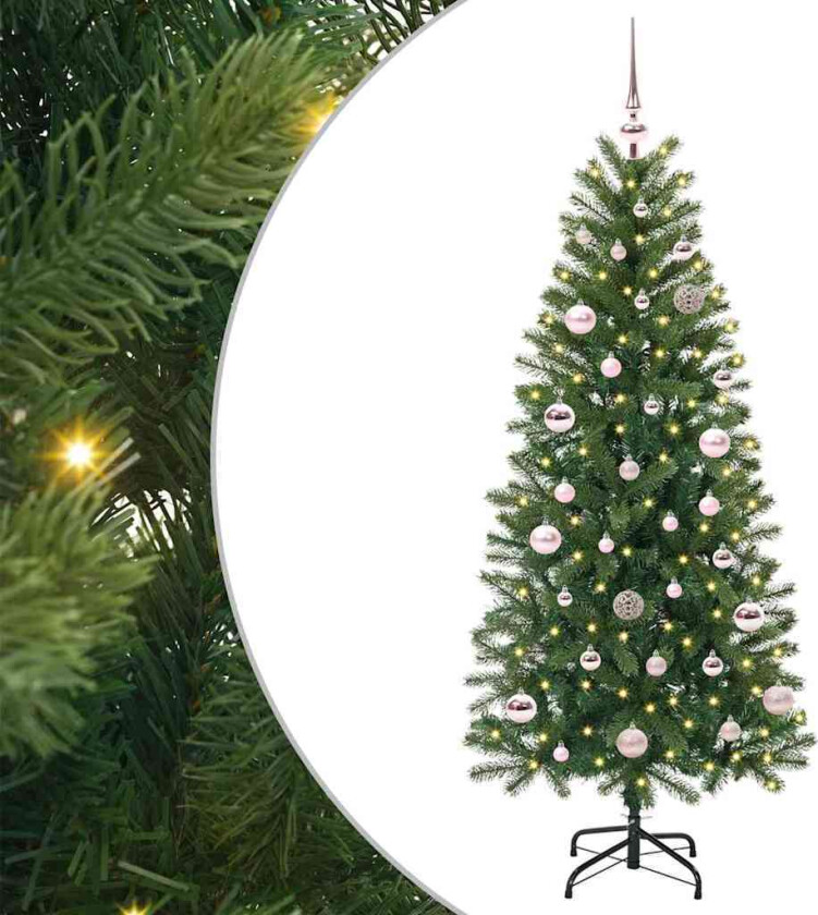 Kunstig juletre med 150 LED med stativ grønn 150 cm PE og PVC