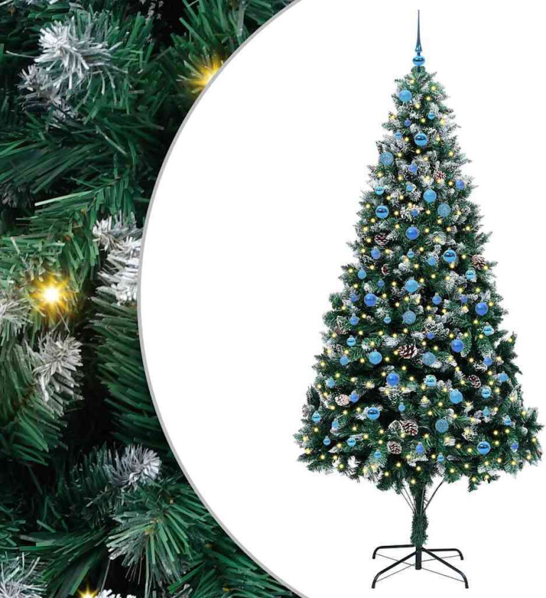 Kunstig juletre med 300 LED grønn 240 cm PVC og Stål og Plast