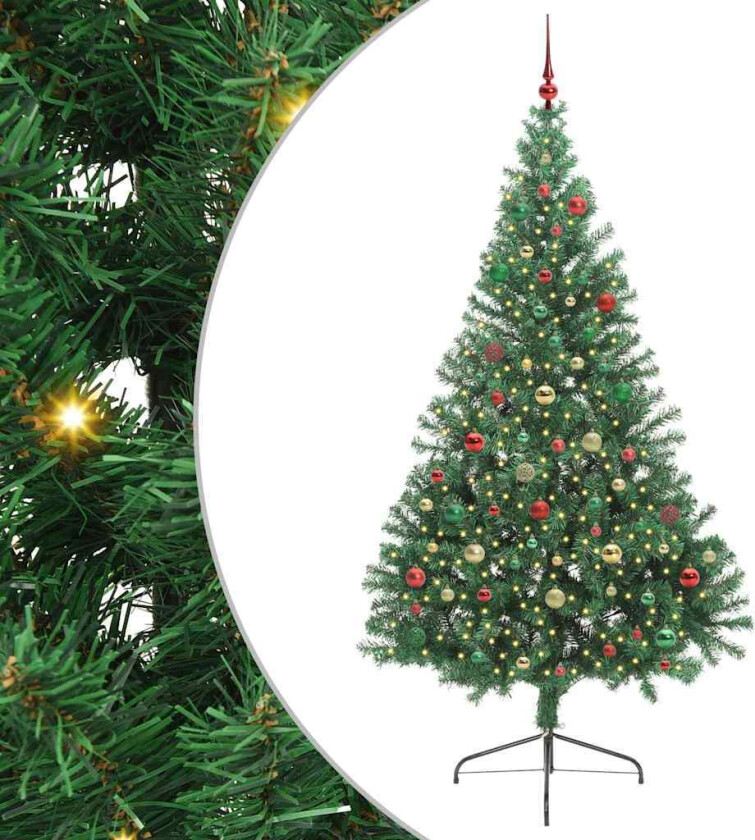 Kunstig Forhåndsopplyst Juletre med 300 LED grønn 210 cm PVC