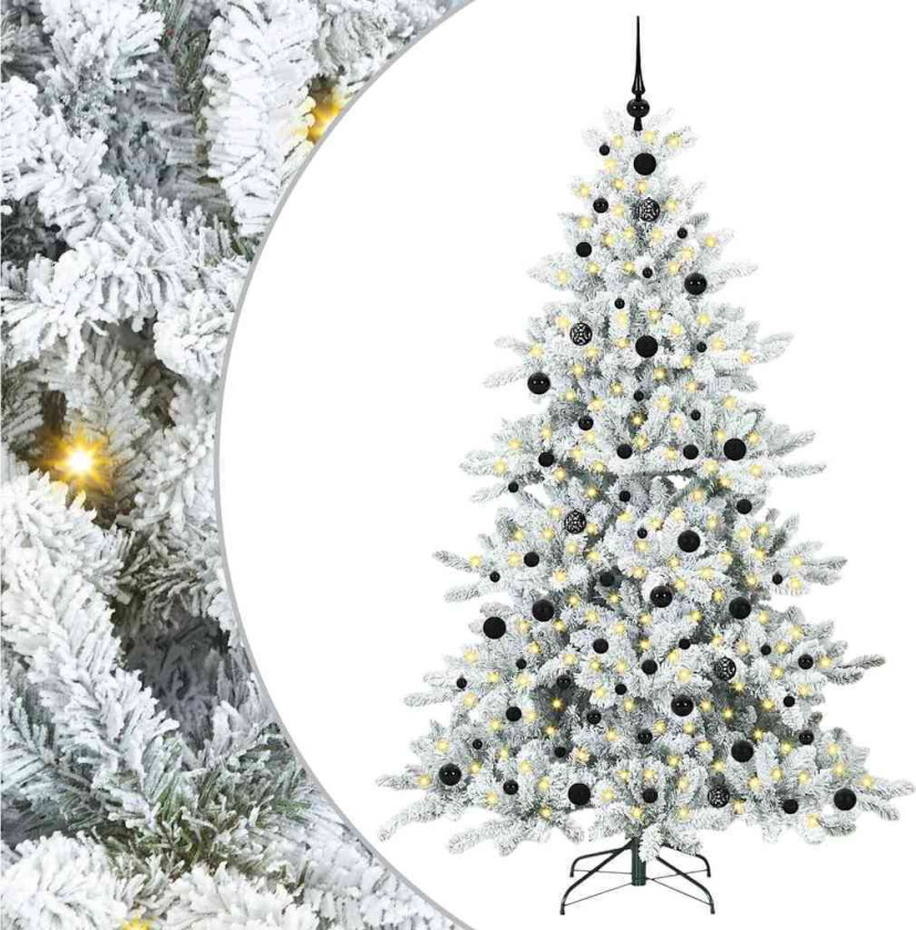 Kunstig sammensatt juletre med 300 LED-er Hvit 210 cm PVC