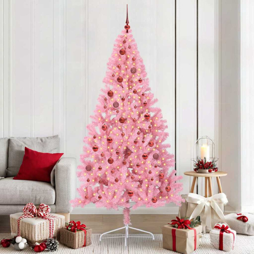Kunstig Forhåndsopplyst Juletre med 300 LED Rosa 210 cm PVC