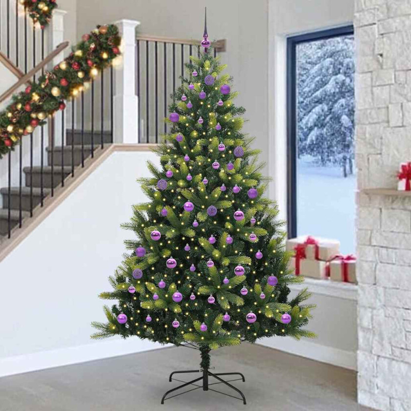 Bilde av Kunstig hengslet juletre med 300 LED-lys grønn 240 cm PVC og PE