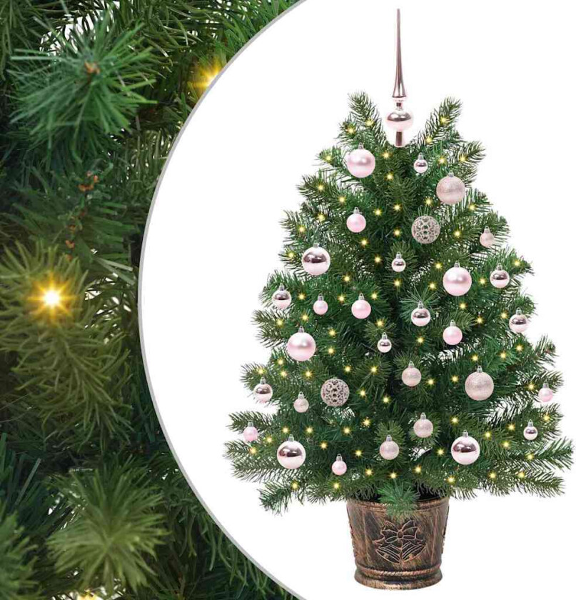 Kunstig juletre med 150 LED med stativ grønn 90 cm PE og PVC