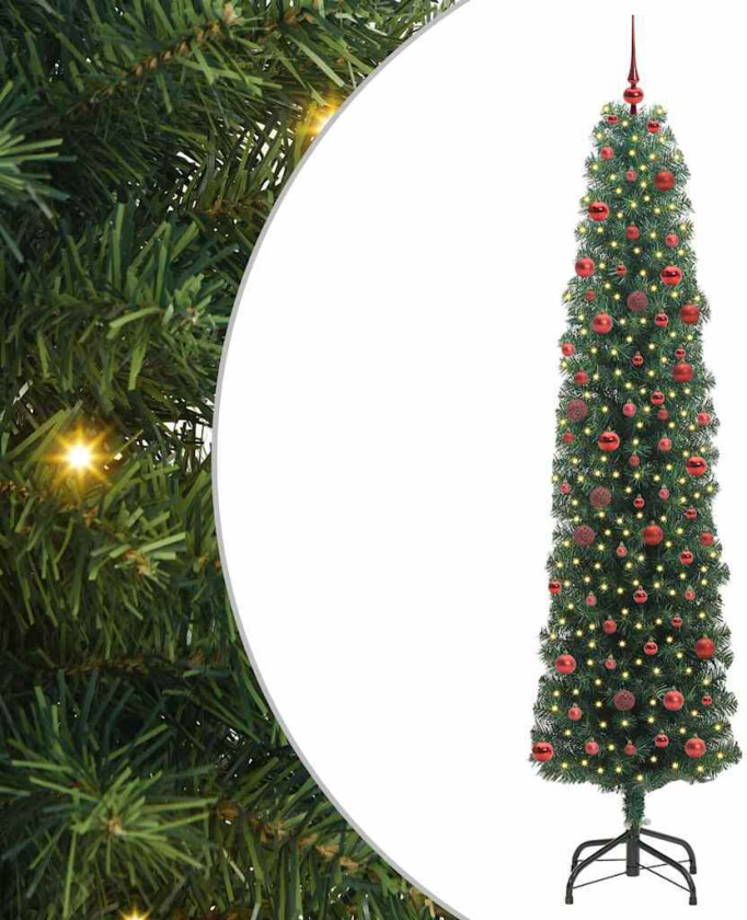 Kunstig juletre med 300 LED grønn 210 cm PVC og stål og plast