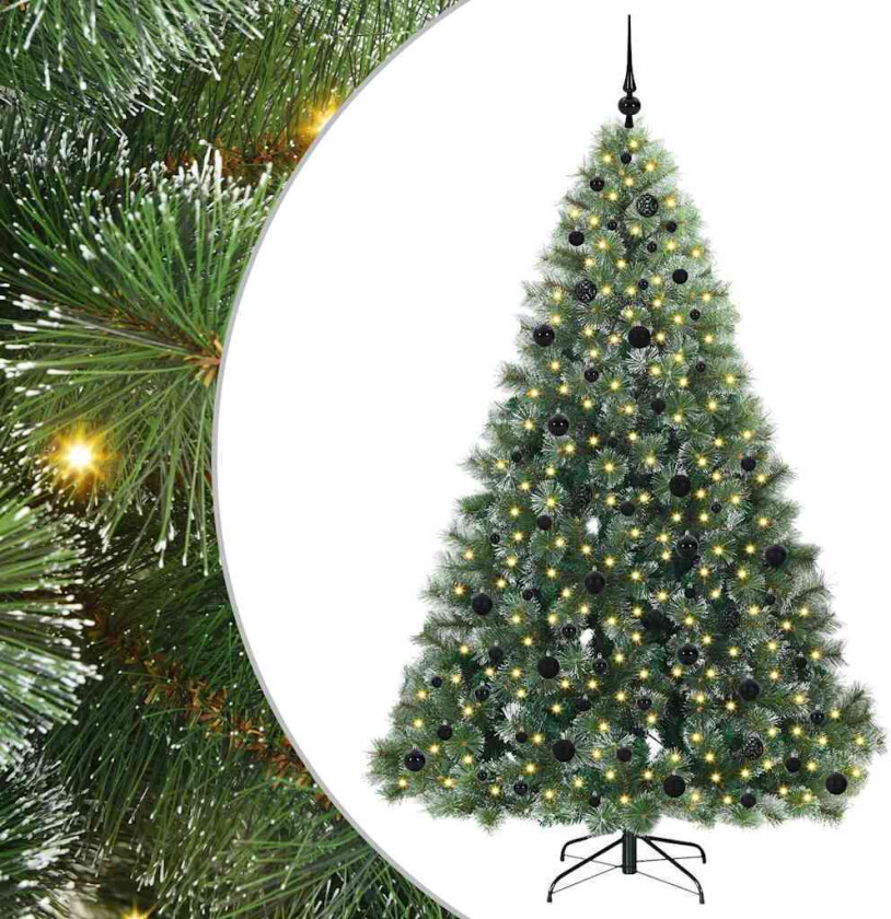 Kunstig juletre med 300 LED med stativ grønn 210 cm PE og PVC