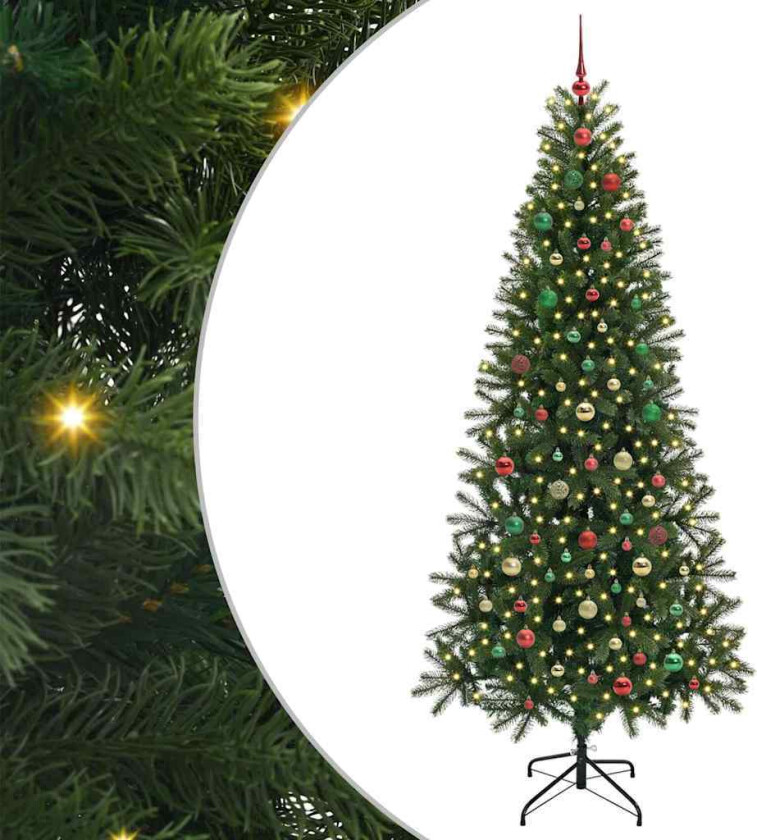 Kunstig juletre med 300 LED med stativ grønn 210 cm PE og PVC