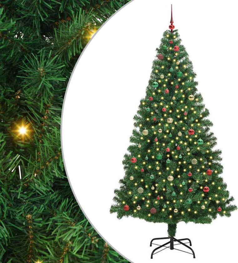 Kunstig juletre med 300 LED grønn 240 cm PVC og Stål og Plast