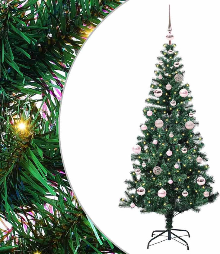 Kunstig Forhåndsopplyst Juletre grønn 150 cm PVC og metall