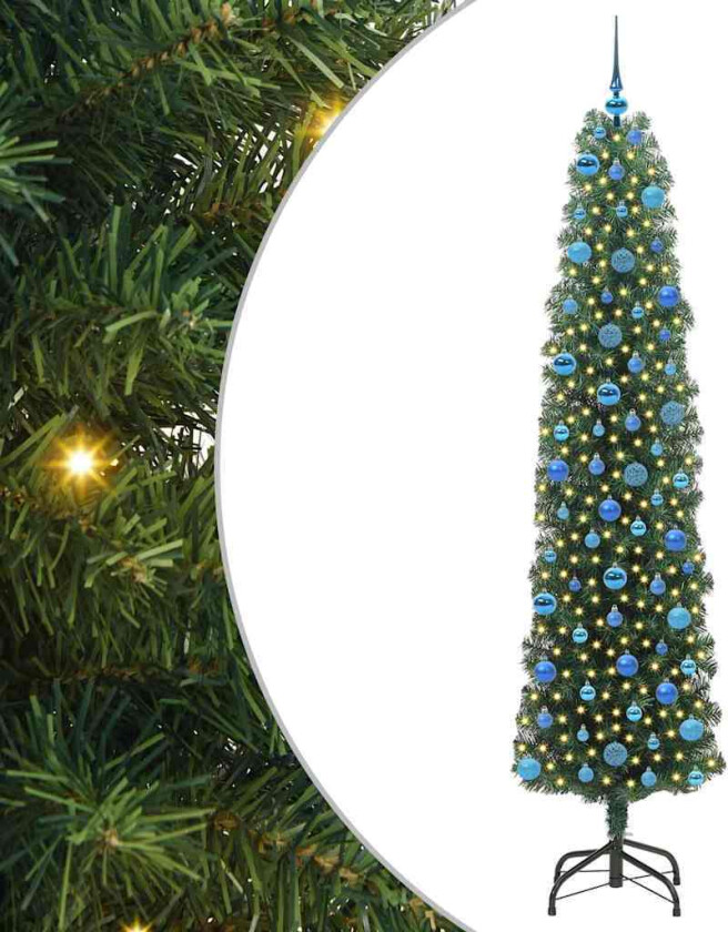 Kunstig juletre med 300 LED grønn 240 cm PVC og stål og plast