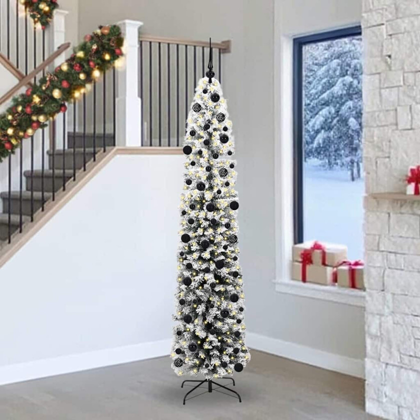 Kunstig juletre med 300 LED grønn 240 cm PVC og stål og plast