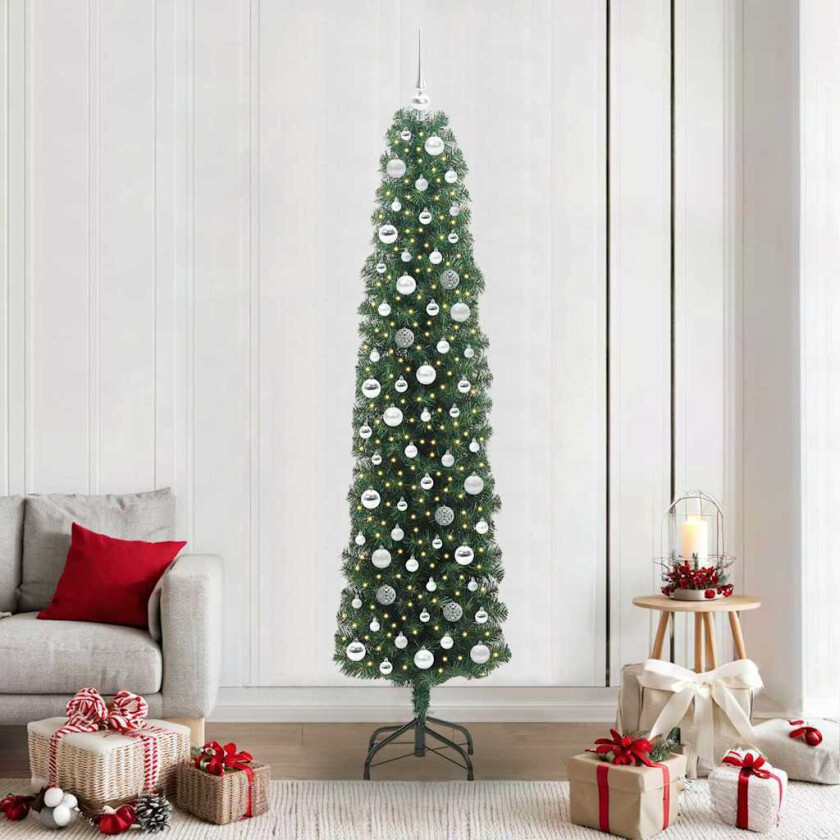 Kunstig juletre med 300 LED grønn 210 cm PVC og stål og plast