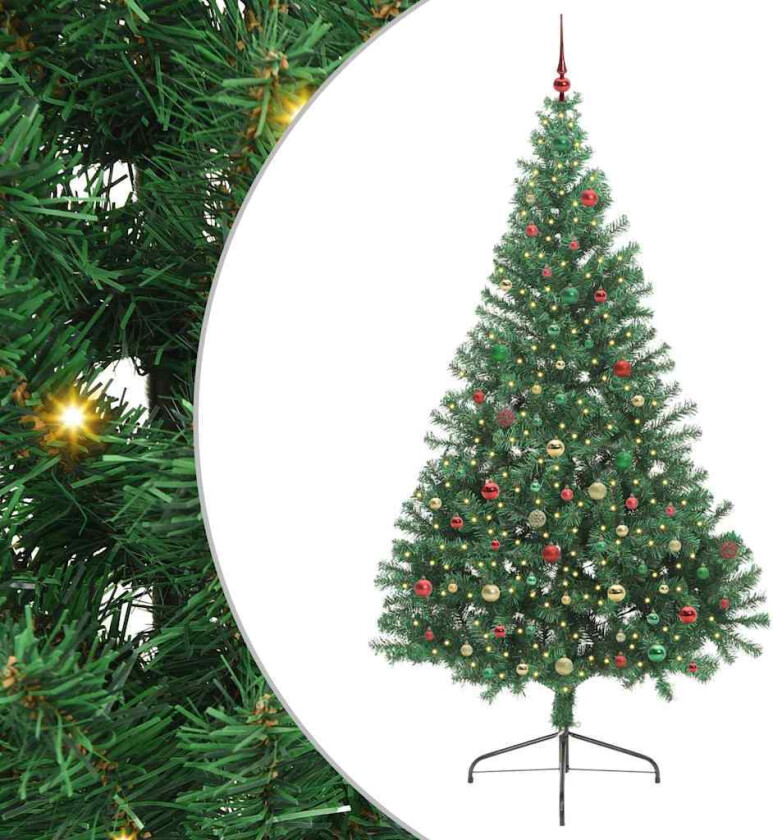 Kunstig Forhåndsopplyst Juletre med 300 LED grønn 240 cm PVC