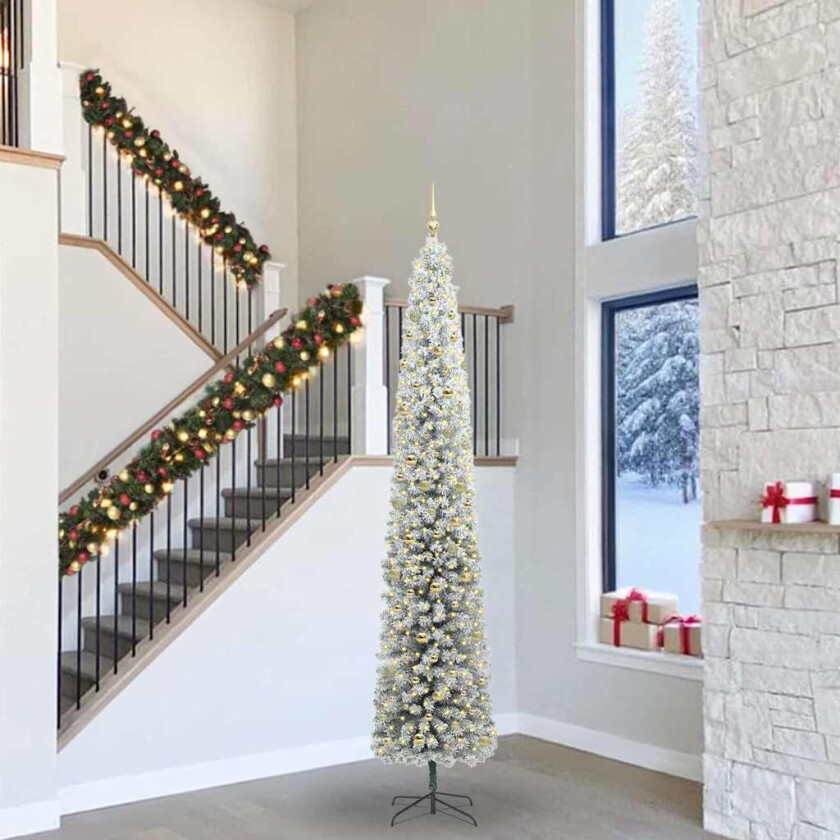 Kunstig juletre med 300 LED grønn 300 cm PVC og stål og plast