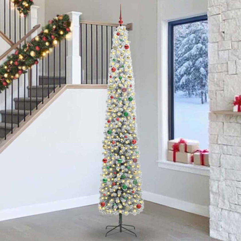 Kunstig juletre med 300 LED grønn 270 cm PVC og stål og plast