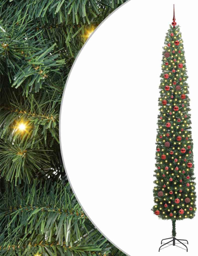 Kunstig juletre med 300 LED grønn 270 cm PVC og stål og plast