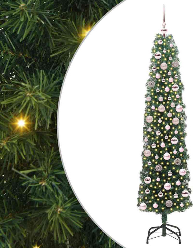 Kunstig juletre med 300 LED grønn 180 cm PVC og stål og plast