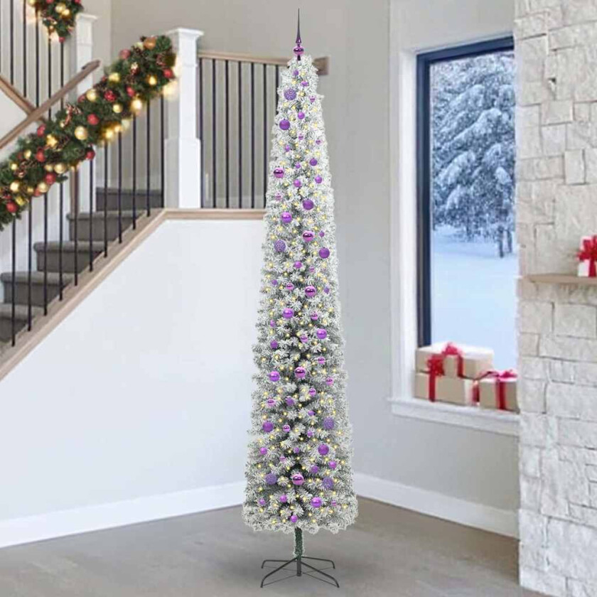 Kunstig juletre med 300 LED grønn 270 cm PVC og stål og plast
