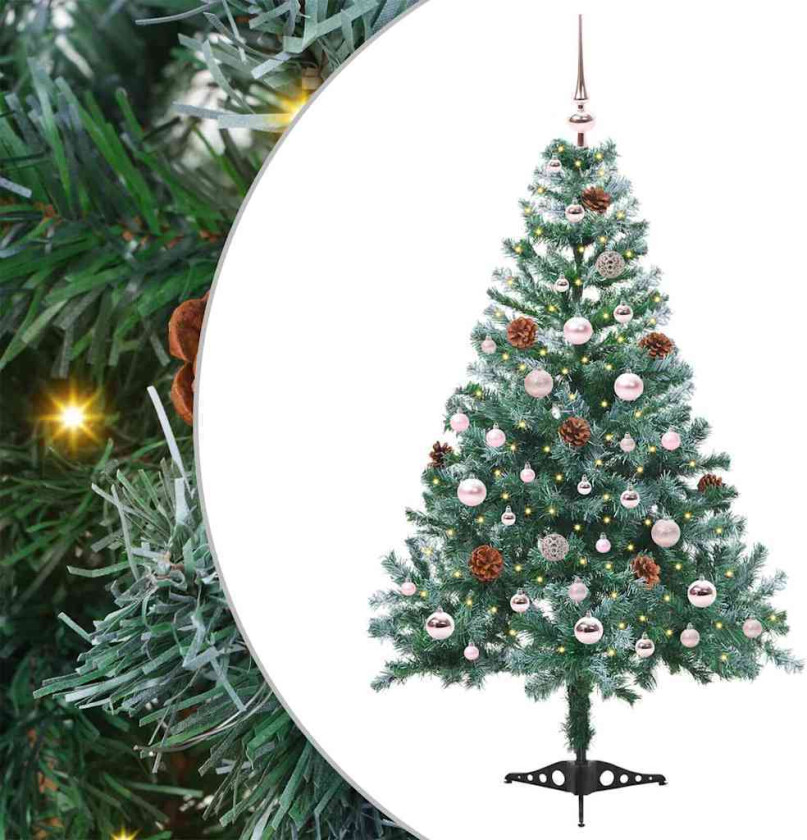 Kunstig juletre med 150 LED med stativ grønn 150 cm PVC og stål