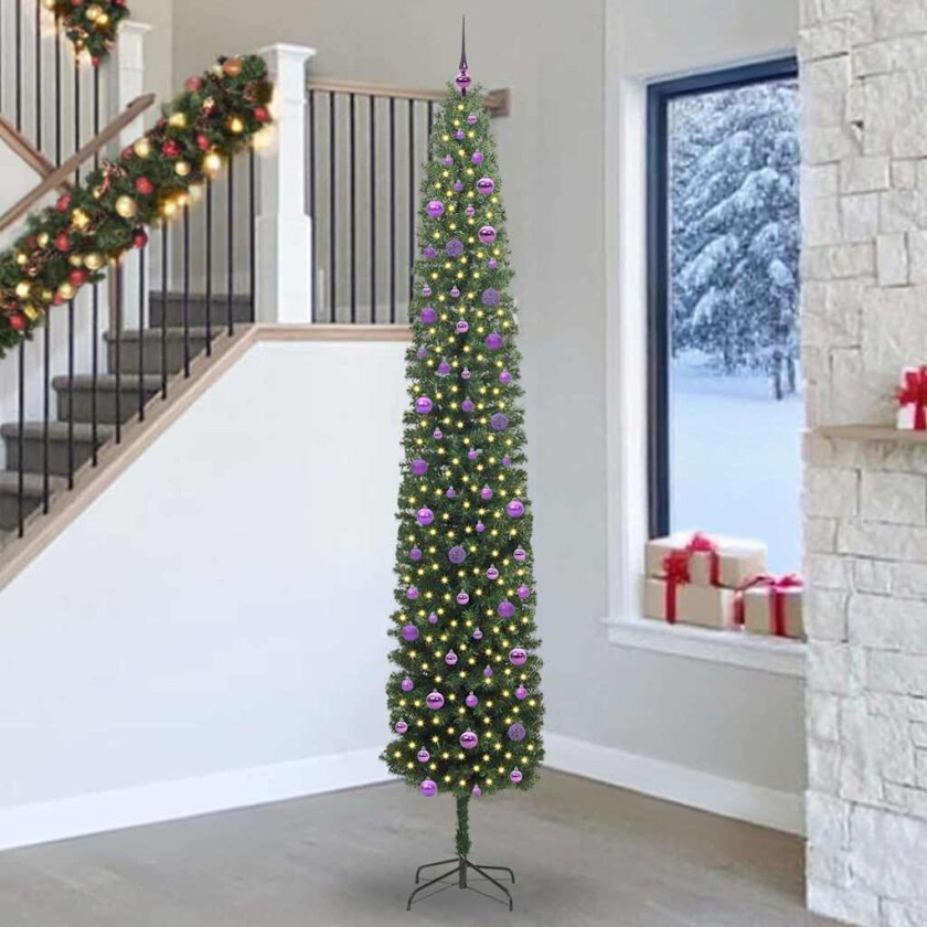 Kunstig juletre med 300 LED grønn 270 cm PVC og stål og plast