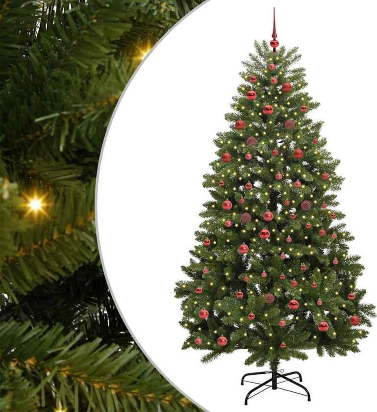 Kunstig juletre med LED -stripelys grønn 210 cm PVC og metall