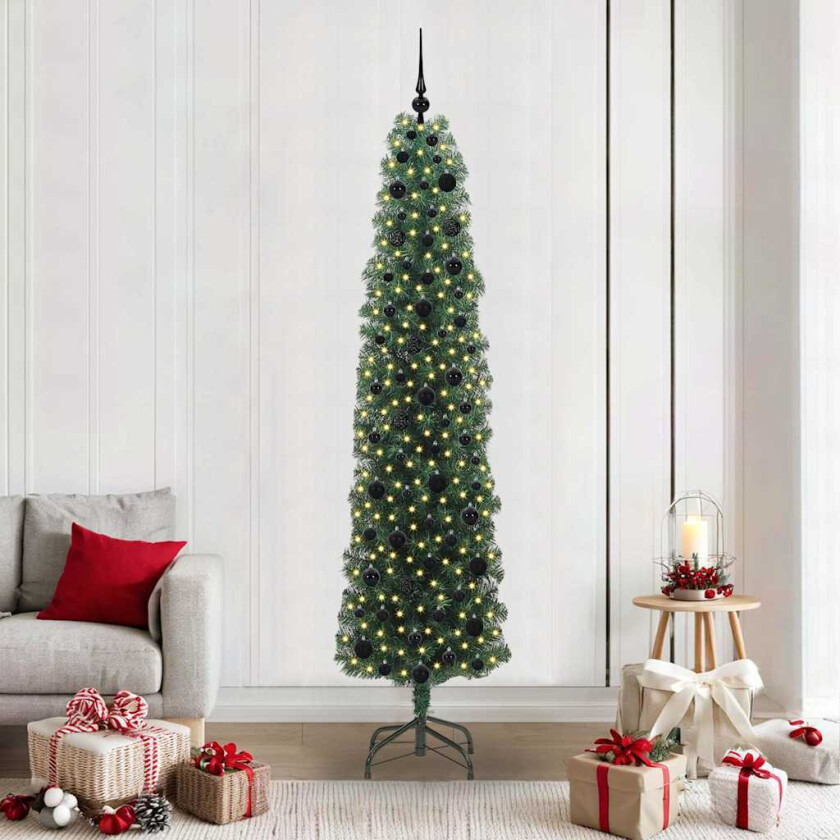 Kunstig juletre med 300 LED grønn 210 cm PVC og stål og plast