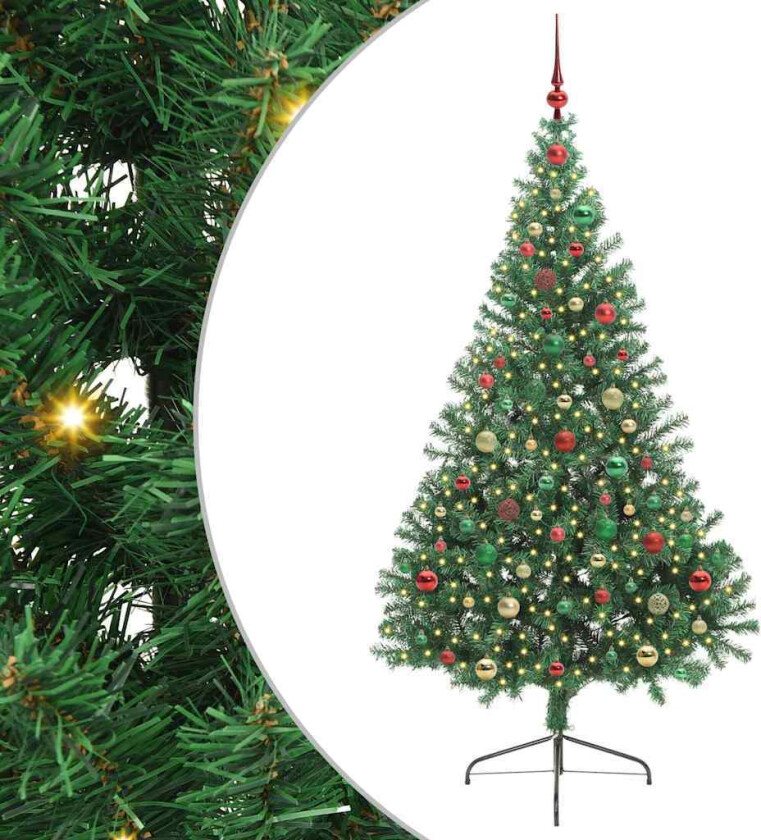 Kunstig Forhåndsopplyst Juletre med 300 LED grønn 180 cm PVC