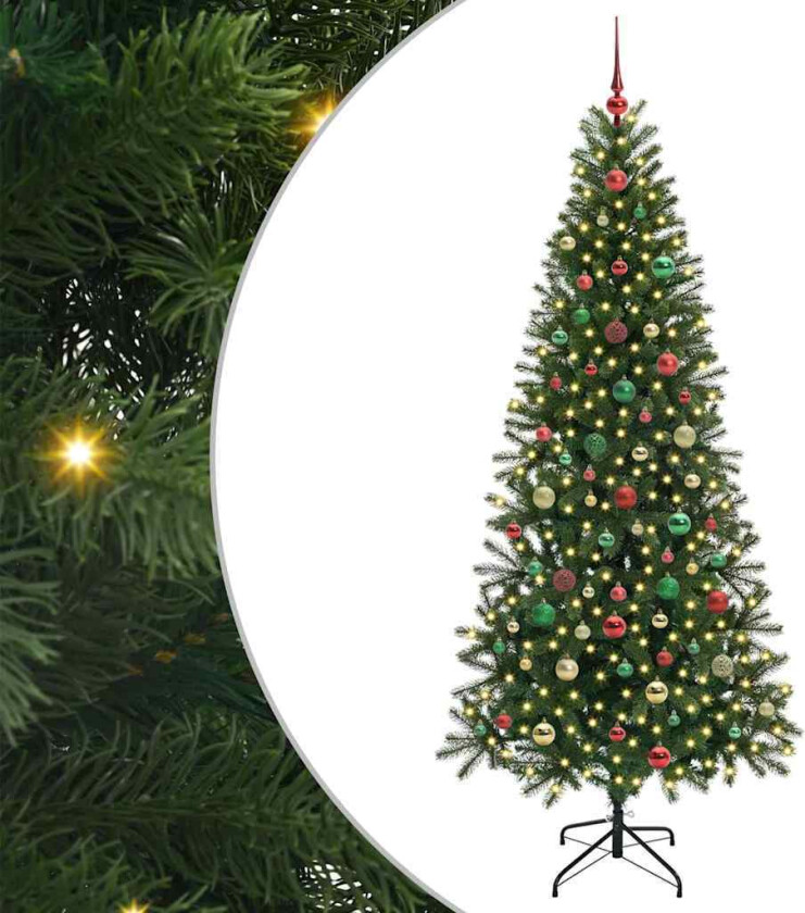 Kunstig juletre med 300 LED med stativ grønn 180 cm PE og PVC