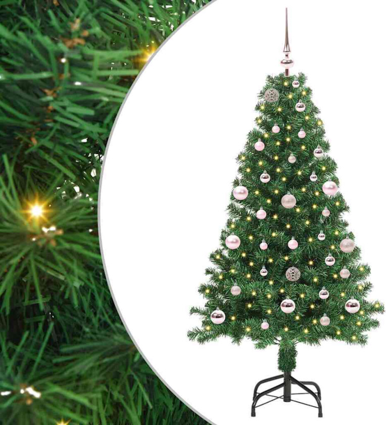 Kunstig juletre med 150 LED grønn 150 cm PVC og Stål og Plast