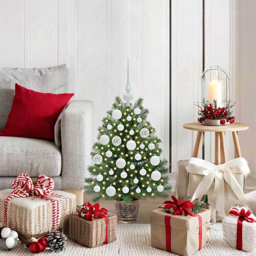 Kunstig juletre med 150 LED med stativ grønn 65 cm PE og PVC