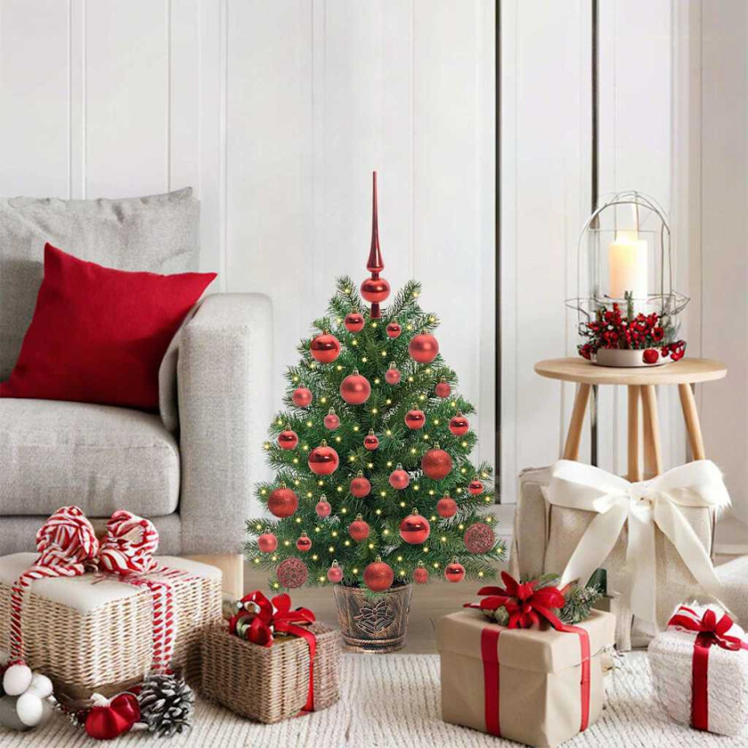 Kunstig juletre med 150 LED med stativ grønn 65 cm PE og PVC